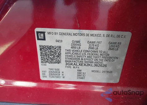 2019 GMC Terrain Denali from USA, damaged, VIN 3GKALXEX2KL362626